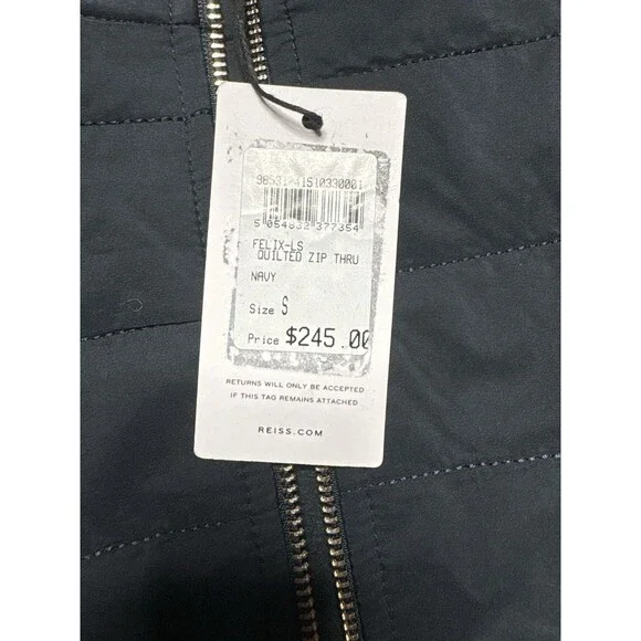 Reiss Hybrid Quilted Zip Through Jacket Coat Navy Felix Freddie Mens Size S